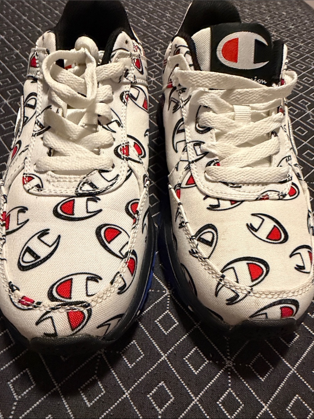 Champion White Kids Sneakers with Red & Black Logo Print